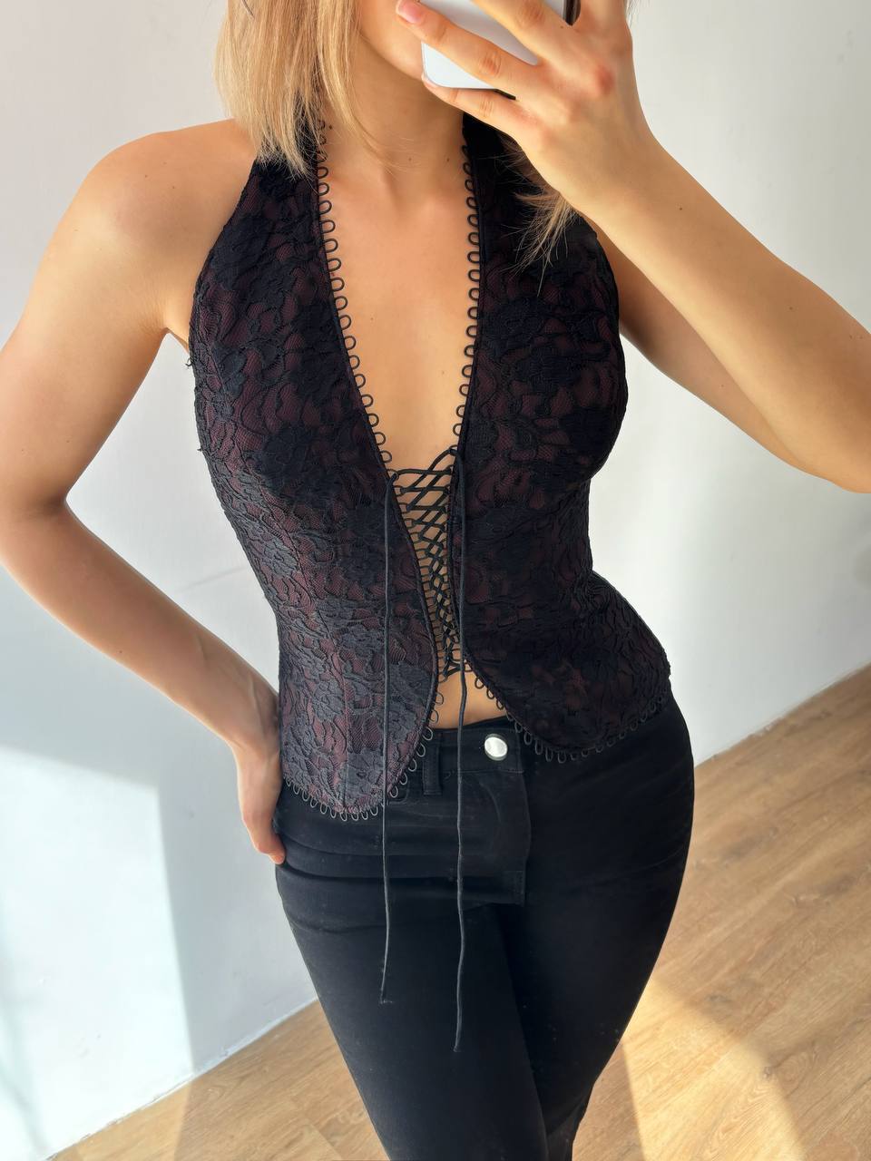 Lace-Up Corset Vest