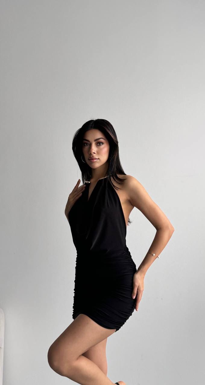 Metallic Neck Drape Dress