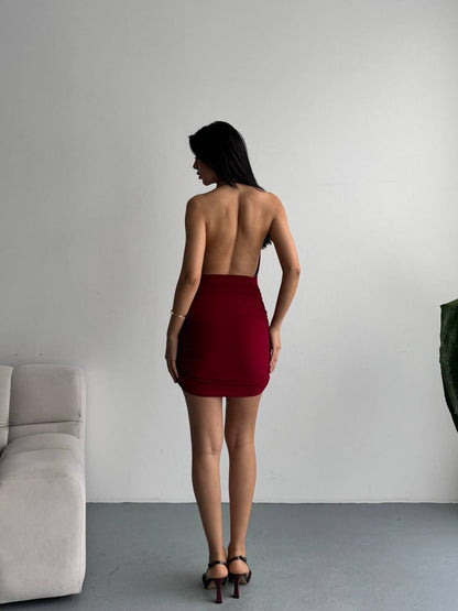 Metallic Neck Drape Dress