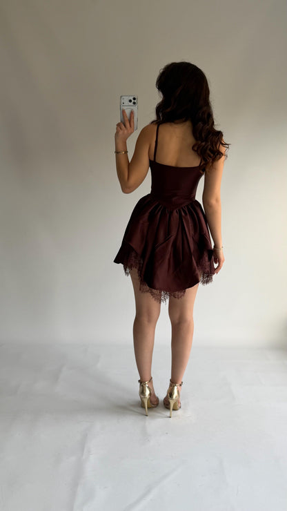 Asymmetric Ruched Corset Mini Dress