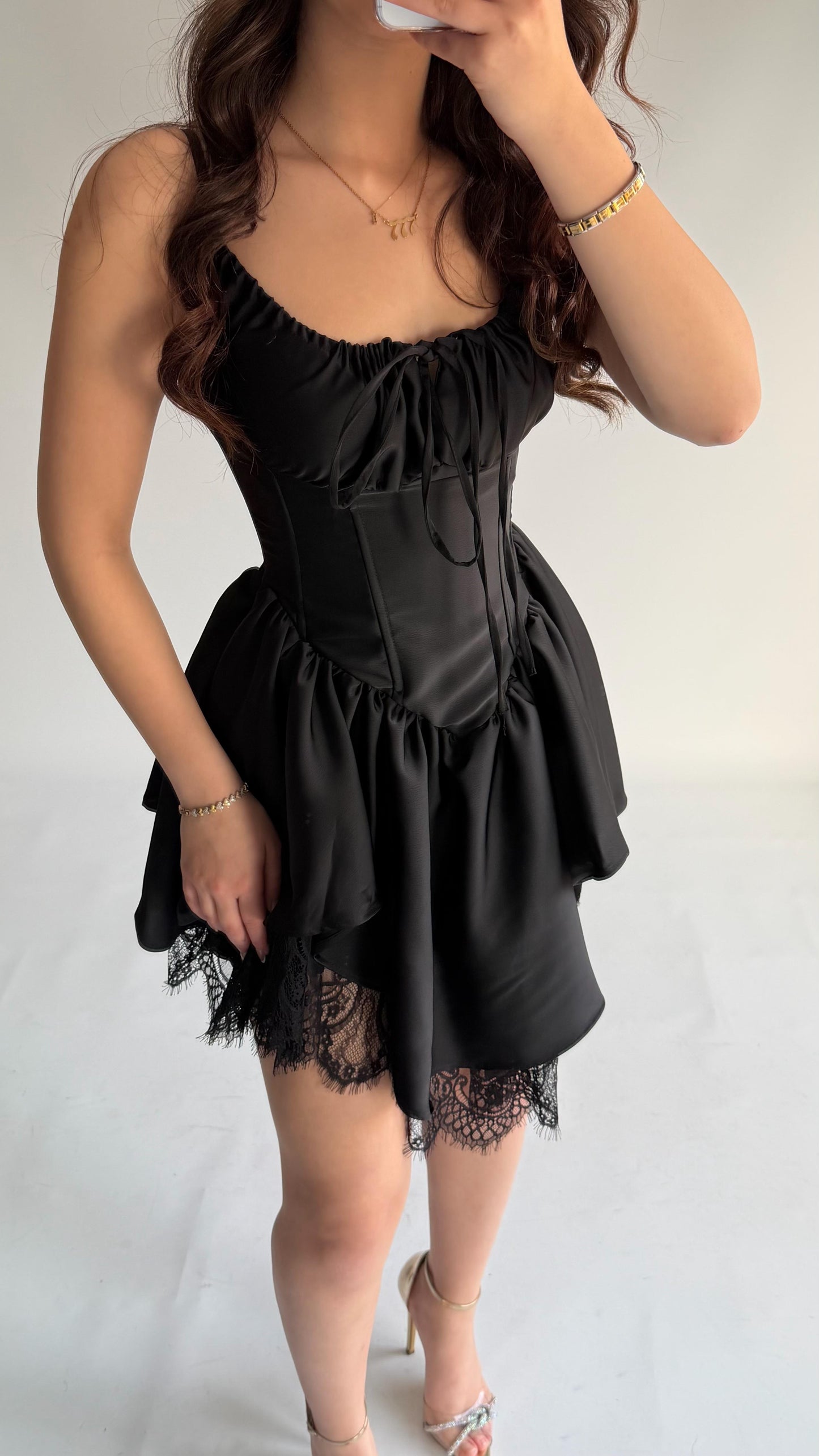 Asymmetric Ruched Corset Mini Dress